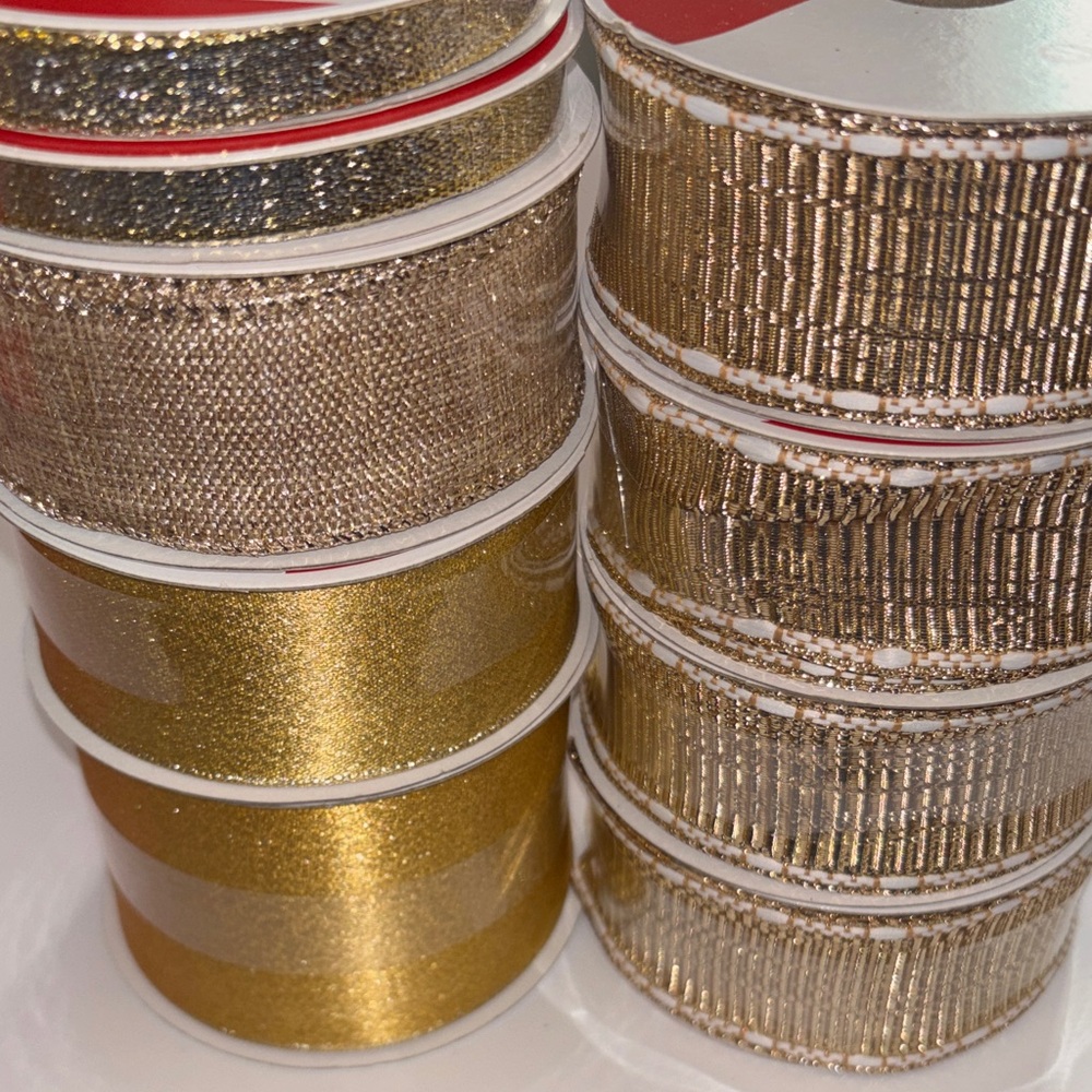 Metallic Gold Ribbon NEW GOLD RIBBON SHEER GOLD RIBBON SATIN GOLD RIBBON